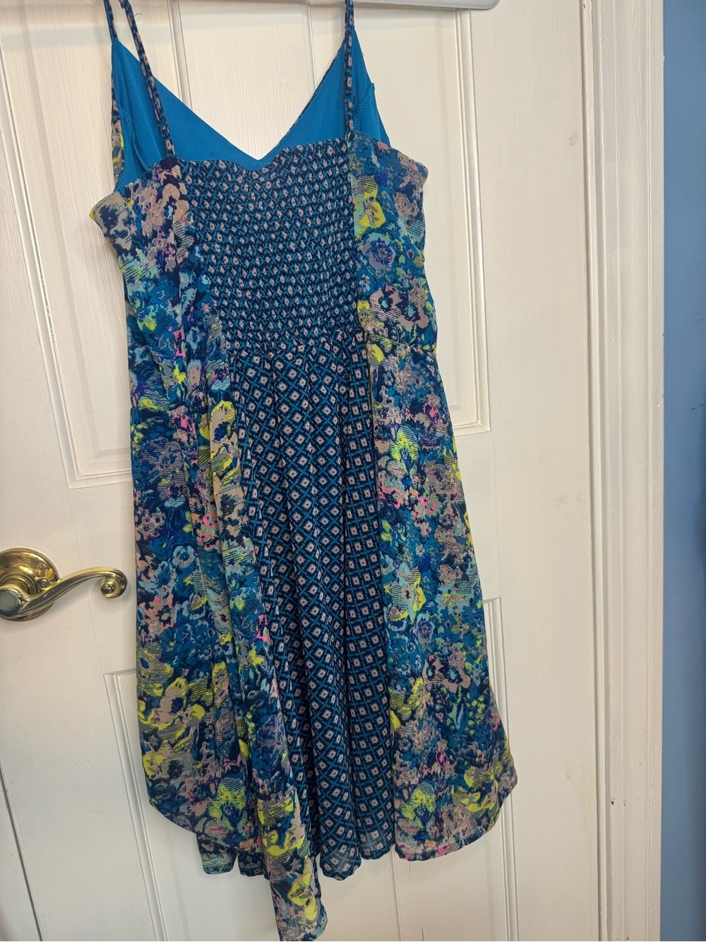 Fire Los Angeles Multicolor Geometric Floral Spaghetti-Strap Summer Dress Size M - Picture 8 of 10